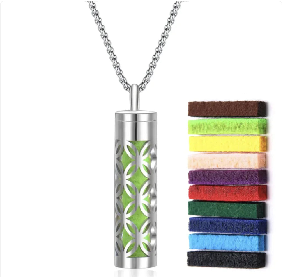 Aromatherapy Diffuser Necklace – 316L Stainless Steel Pendant for Essential Oils, Adjustable Chain, Geometric Design, Mindfulness & Stress Relief Jewelry
