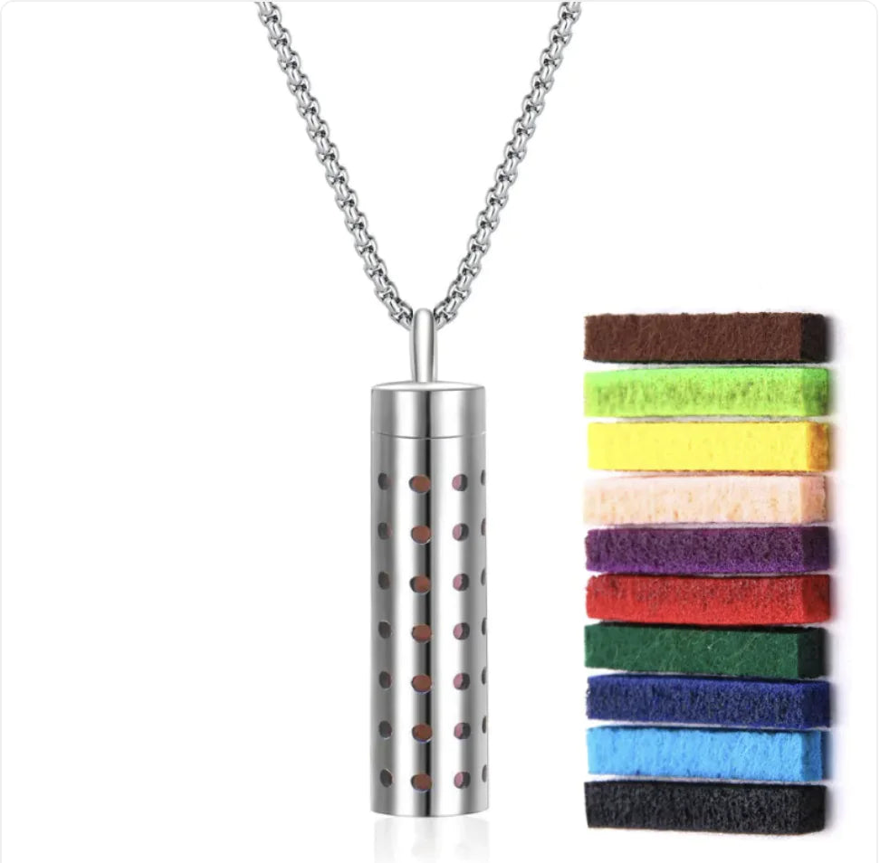 Aromatherapy Diffuser Necklace – 316L Stainless Steel Pendant for Essential Oils, Adjustable Chain, Geometric Design, Mindfulness & Stress Relief Jewelry