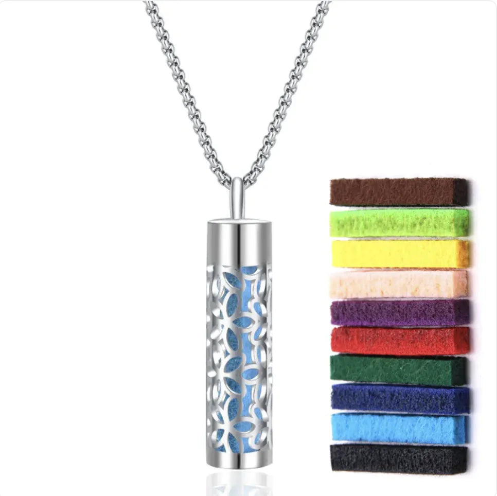 Aromatherapy Diffuser Necklace – 316L Stainless Steel Pendant for Essential Oils, Adjustable Chain, Geometric Design, Mindfulness & Stress Relief Jewelry
