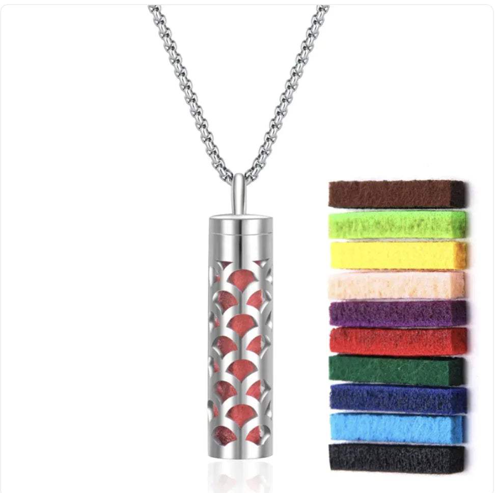 Aromatherapy Diffuser Necklace – 316L Stainless Steel Pendant for Essential Oils, Adjustable Chain, Geometric Design, Mindfulness & Stress Relief Jewelry